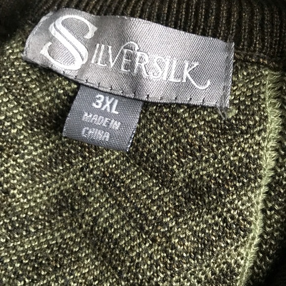 Vintage Silversilk Mens Green Textured Button Cardigan Sweater Size 3XL - Picture 9 of 9